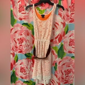 Rue21 Lace Dress with Belt - Coral
